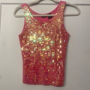 Y2K Vintage Pink Sequin Tank Top